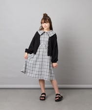 KJEHD75059 a.v.v KIDS(アー・ヴェ・ヴェ) [130-160]【冷感/洗える】ビッグ襟ワンピース ブラック