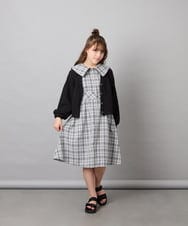 KJEHD75059 a.v.v KIDS(アー・ヴェ・ヴェ) [130-160]【冷感/洗える】ビッグ襟ワンピース ブラック