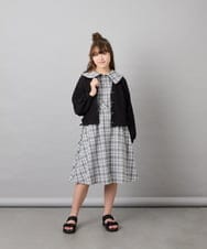 KJEHD75059 a.v.v KIDS(アー・ヴェ・ヴェ) [130-160]【冷感/洗える】ビッグ襟ワンピース ブラック