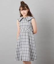 KJEHD75059 a.v.v KIDS(アー・ヴェ・ヴェ) [130-160]【冷感/洗える】ビッグ襟ワンピース ブラック