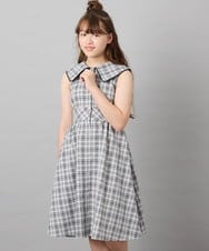 KJEHD75059 a.v.v KIDS(アー・ヴェ・ヴェ) [130-160]【冷感/洗える】ビッグ襟ワンピース ブラック