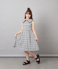 KJEHD75059 a.v.v KIDS(アー・ヴェ・ヴェ) [130-160]【冷感/洗える】ビッグ襟ワンピース ブラック