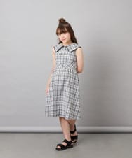 KJEHD75059 a.v.v KIDS(アー・ヴェ・ヴェ) [130-160]【冷感/洗える】ビッグ襟ワンピース ブラック