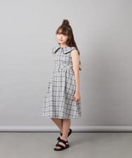 KJEHD75059 a.v.v KIDS(アー・ヴェ・ヴェ) [130-160]【冷感/洗える】ビッグ襟ワンピース ブラック