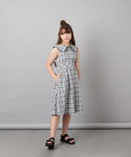 KJEHD75059 a.v.v KIDS(アー・ヴェ・ヴェ) [130-160]【冷感/洗える】ビッグ襟ワンピース ブラック