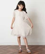 KJEHM03039 a.v.v KIDS(アー・ヴェ・ヴェ) [120-130]フラワープリントギャザーワンピース ホワイト