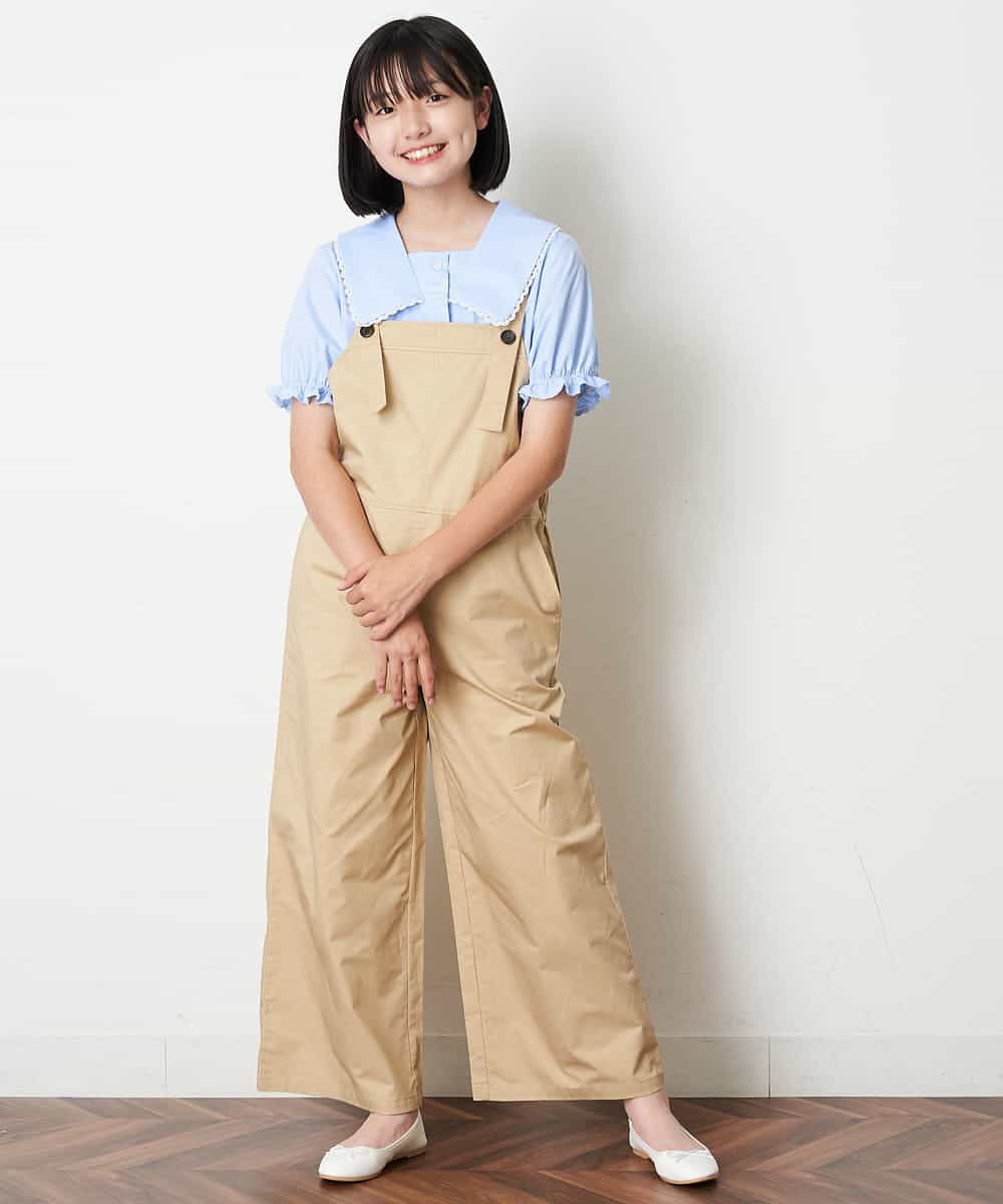 KJEHM04034 a.v.v KIDS(アー・ヴェ・ヴェ) [100-130]ワイドシルエットサロペット カーキ