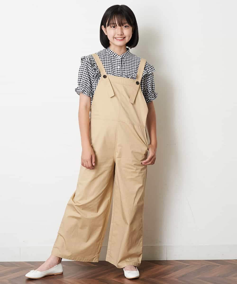 KJEHM04034 a.v.v KIDS(アー・ヴェ・ヴェ) [100-130]ワイドシルエットサロペット カーキ