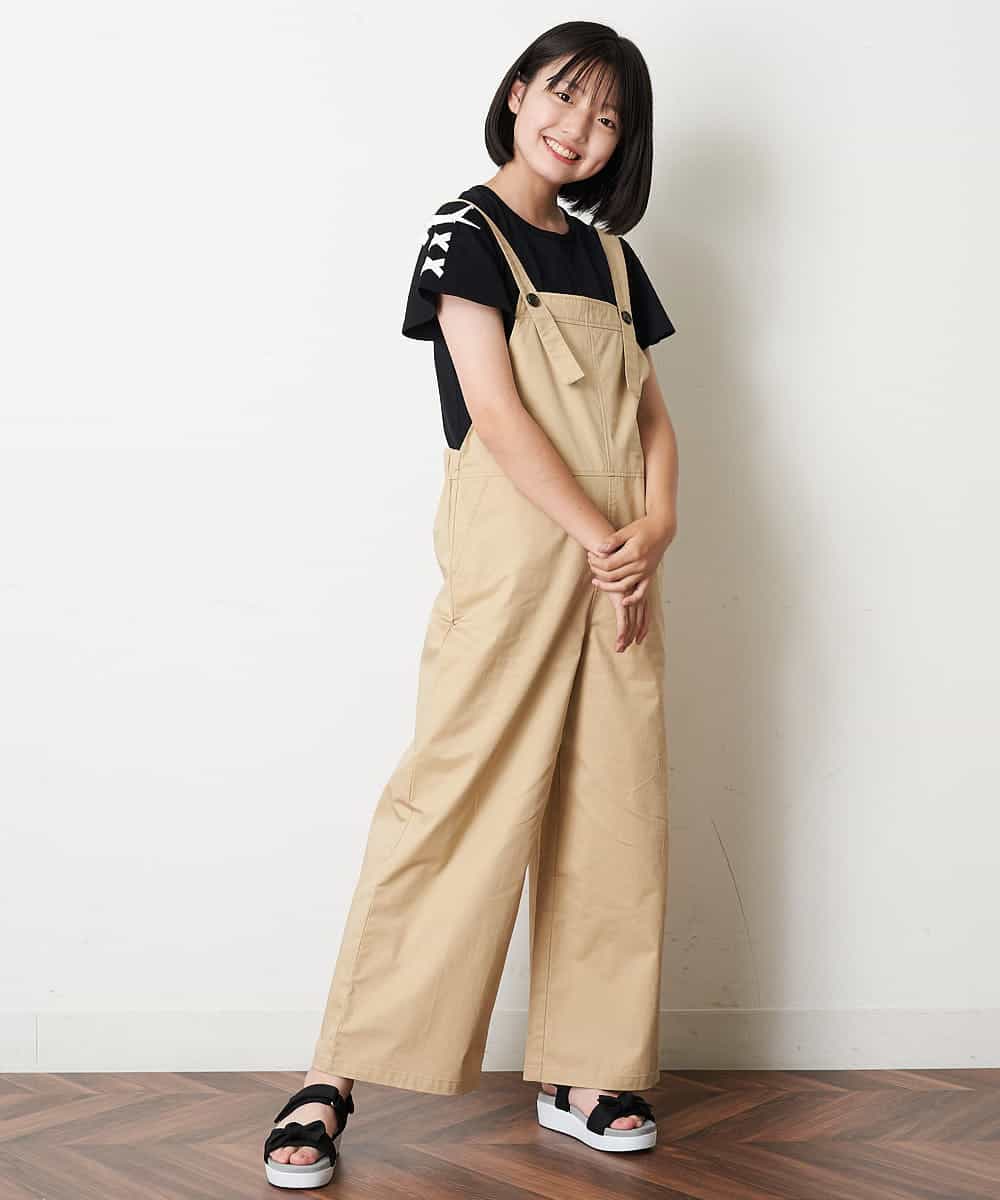 KJEHM04034 a.v.v KIDS(アー・ヴェ・ヴェ) [100-130]ワイドシルエットサロペット カーキ