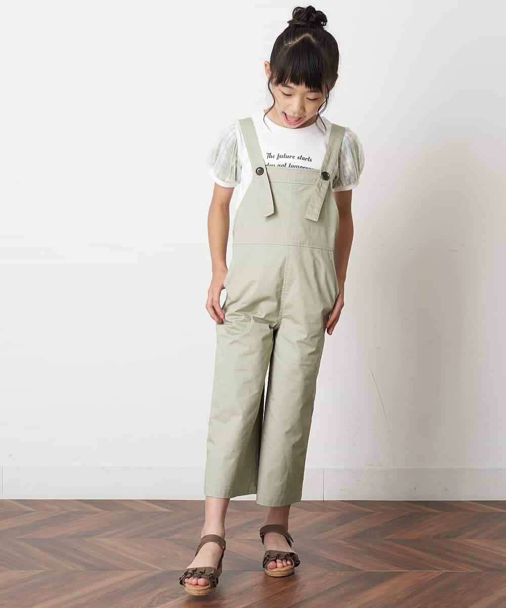 KJEHM04034 a.v.v KIDS(アー・ヴェ・ヴェ) [100-130]ワイドシルエットサロペット カーキ