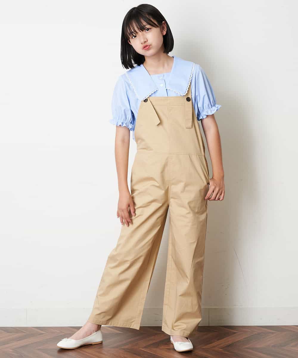 KJEHM04034 a.v.v KIDS(アー・ヴェ・ヴェ) [100-130]ワイドシルエットサロペット カーキ