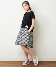 KJEHP20034 a.v.v KIDS(アー・ヴェ・ヴェ) [100-130]サイドドロストリボンワンピース ブラック