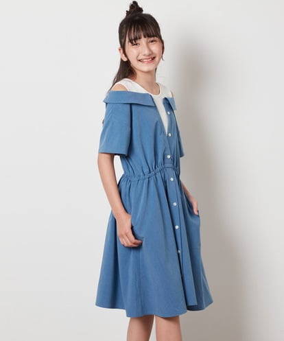 KJEHV20039 a.v.v KIDS [100-130]レイヤード風オフショルワンピース