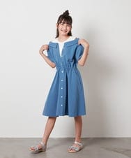 KJEHV20039 a.v.v KIDS(アー・ヴェ・ヴェ) [100-130]レイヤード風オフショルワンピース ブラック