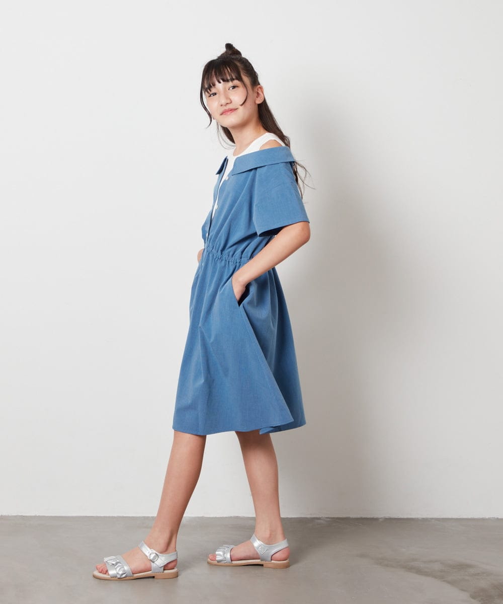 KJEHV20039 a.v.v KIDS(アー・ヴェ・ヴェ) [100-130]レイヤード風オフショルワンピース ブラック