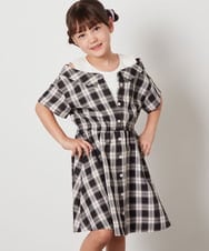 KJEHV20039 a.v.v KIDS(アー・ヴェ・ヴェ) [100-130]レイヤード風オフショルワンピース ブラック