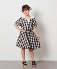 KJEHV20039 a.v.v KIDS(アー・ヴェ・ヴェ) [100-130]レイヤード風オフショルワンピース ブラック