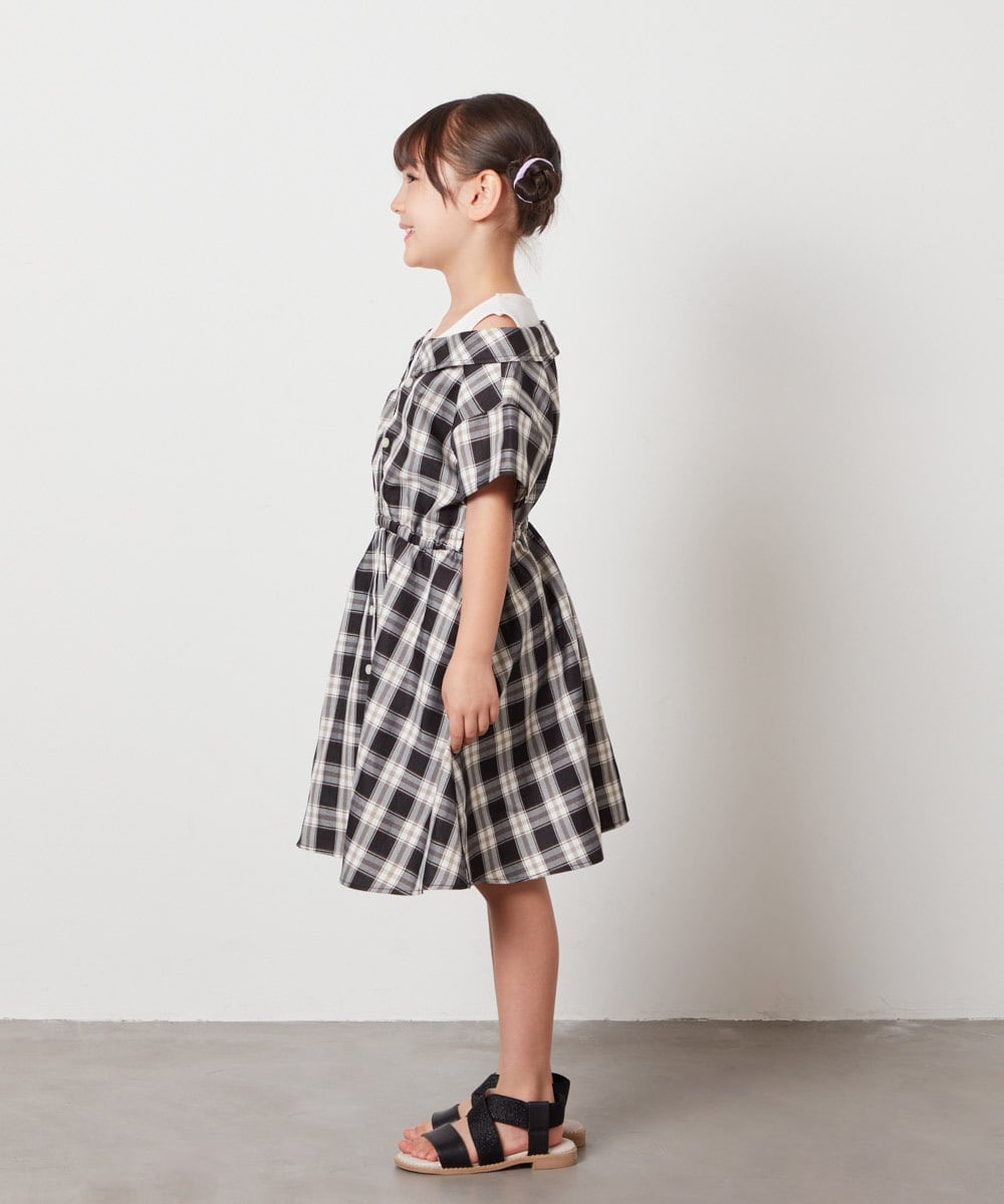 KJEHV20039 a.v.v KIDS(アー・ヴェ・ヴェ) [100-130]レイヤード風オフショルワンピース ブラック
