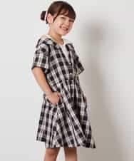KJEHV20044 a.v.v KIDS(アー・ヴェ・ヴェ) [100-130]レイヤード風オフショルワンピース ブラック