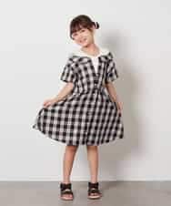 KJEHV20044 a.v.v KIDS(アー・ヴェ・ヴェ) [100-130]レイヤード風オフショルワンピース ブラック