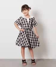 KJEHV20044 a.v.v KIDS(アー・ヴェ・ヴェ) [100-130]レイヤード風オフショルワンピース ブラック