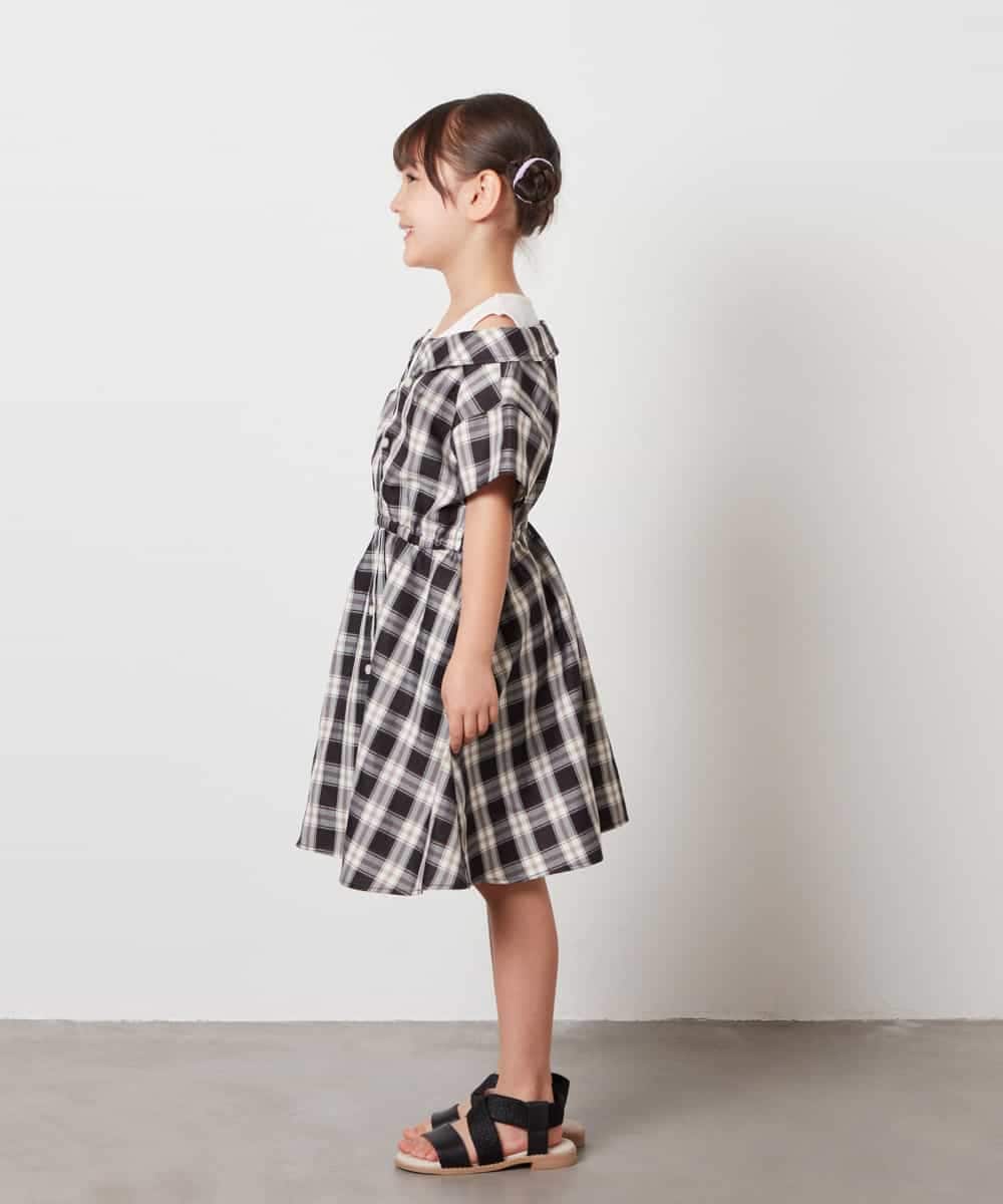 KJEHV20044 a.v.v KIDS(アー・ヴェ・ヴェ) [100-130]レイヤード風オフショルワンピース ブラック