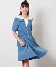 KJEHV20044 a.v.v KIDS(アー・ヴェ・ヴェ) [100-130]レイヤード風オフショルワンピース ブラック