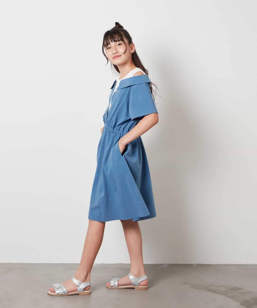 KJEHV20044 a.v.v KIDS(アー・ヴェ・ヴェ) [100-130]レイヤード風オフショルワンピース ブラック