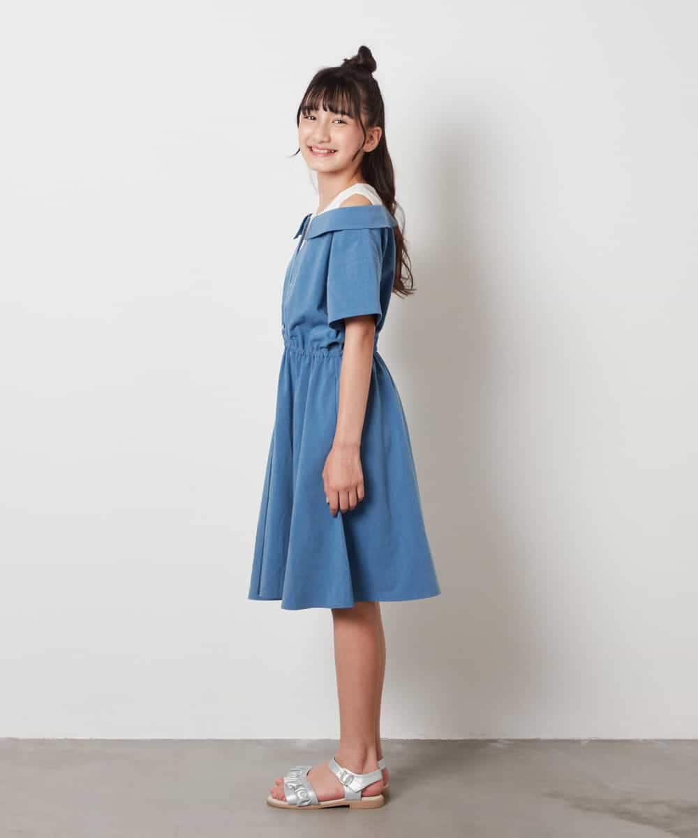 KJEHV20044 a.v.v KIDS(アー・ヴェ・ヴェ) [100-130]レイヤード風オフショルワンピース ブラック