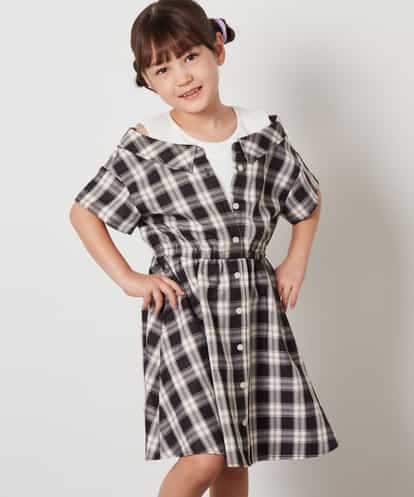 KJEHW20049 a.v.v KIDS [140-150]レイヤード風オフショルワンピース