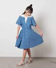 KJEHW20049 a.v.v KIDS(アー・ヴェ・ヴェ) [140-150]レイヤード風オフショルワンピース ブラック