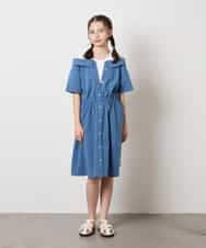 KJEHW20049 a.v.v KIDS(アー・ヴェ・ヴェ) [140-150]レイヤード風オフショルワンピース ブラック