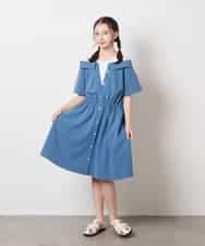 KJEHW20049 a.v.v KIDS(アー・ヴェ・ヴェ) [140-150]レイヤード風オフショルワンピース ブラック