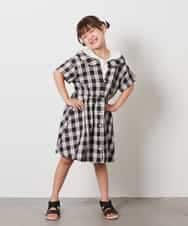 KJEHX20054 a.v.v KIDS(アー・ヴェ・ヴェ) [160]レイヤード風オフショルワンピース ブラック