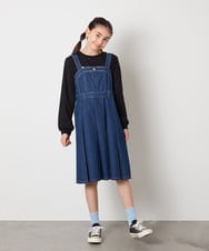 KJEJA30059 a.v.v KIDS(アー・ヴェ・ヴェ) [130-160]デニムプリーツジャンスカ ブルー