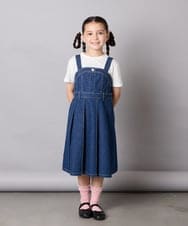 KJEJA30059 a.v.v KIDS(アー・ヴェ・ヴェ) [130-160]デニムプリーツジャンスカ ブルー