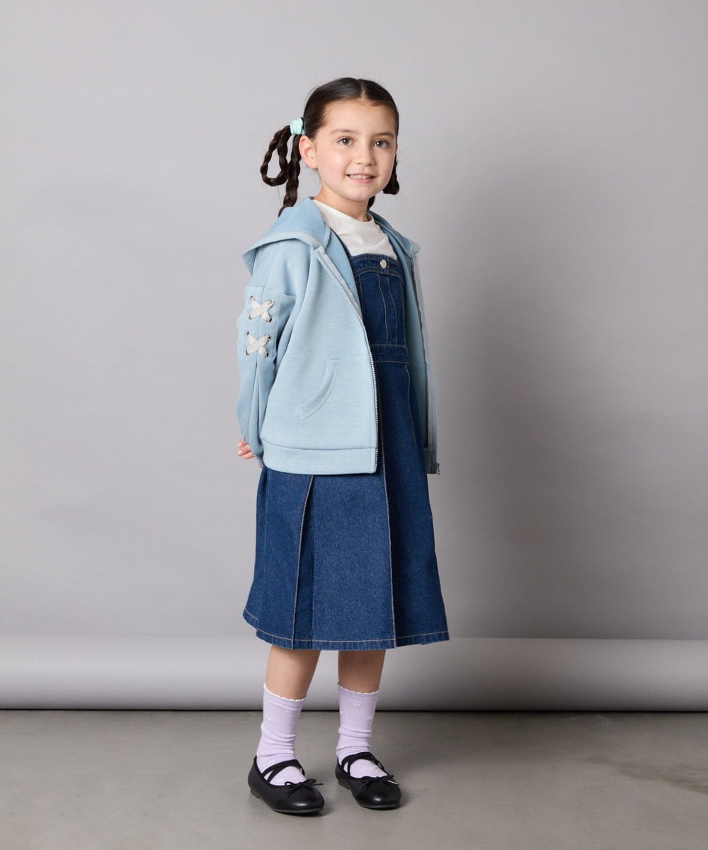 KJEJA30059 a.v.v KIDS(アー・ヴェ・ヴェ) [130-160]デニムプリーツジャンスカ ブルー