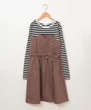 KJEJL04039 a.v.v KIDS(アー・ヴェ・ヴェ) [160]アシメフロントデザインドッキングワンピース[WEB限定サイズ] ブラウン