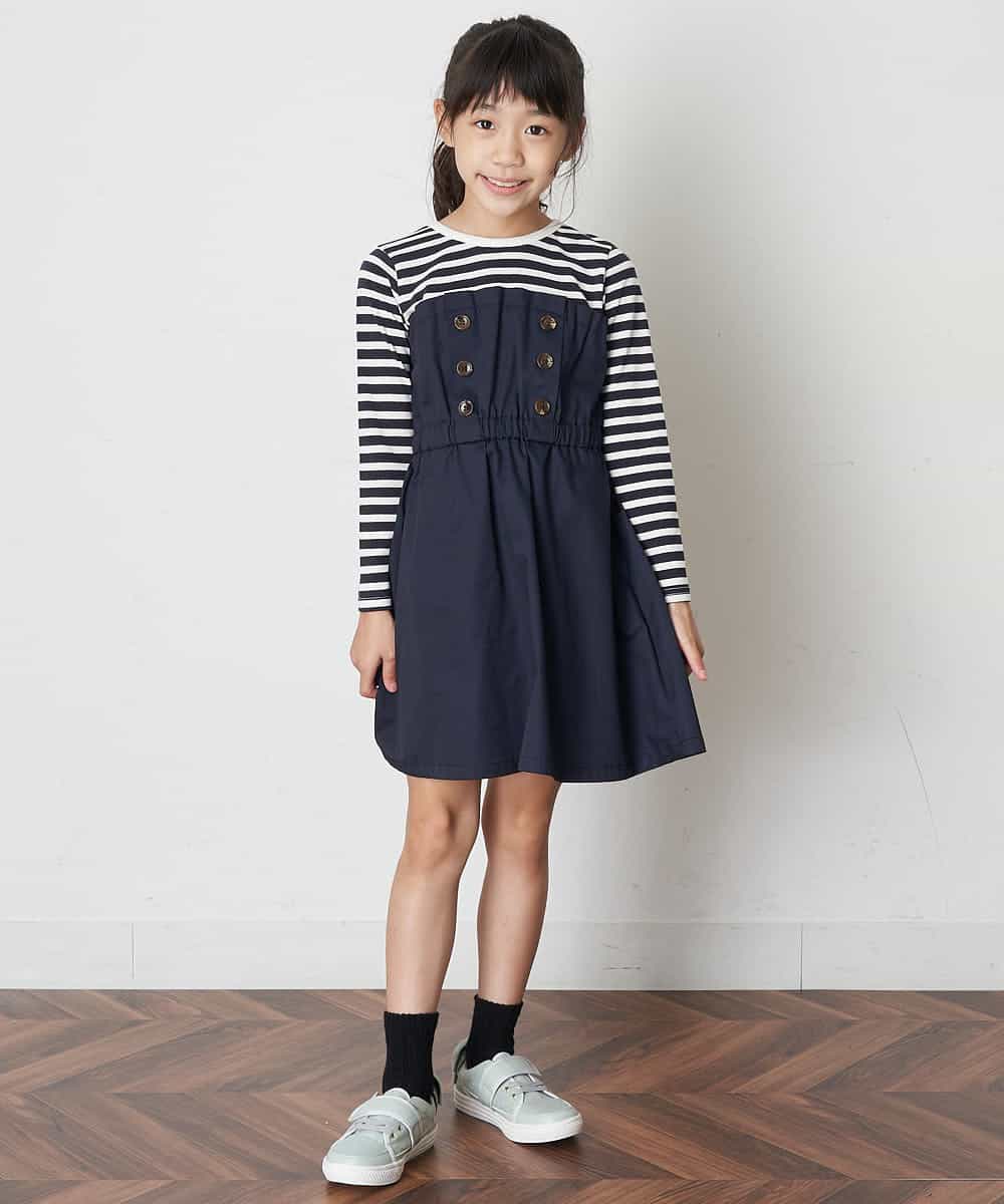 A V V Kids アー ヴェ ヴェ 140 150 イージーケア ボーダーロンtドッキングワンピース イトキンオンラインストア