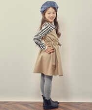 KJEJQ30039 a.v.v KIDS(アー・ヴェ・ヴェ) [140-150]ボーダードッキングワンピース ブルー