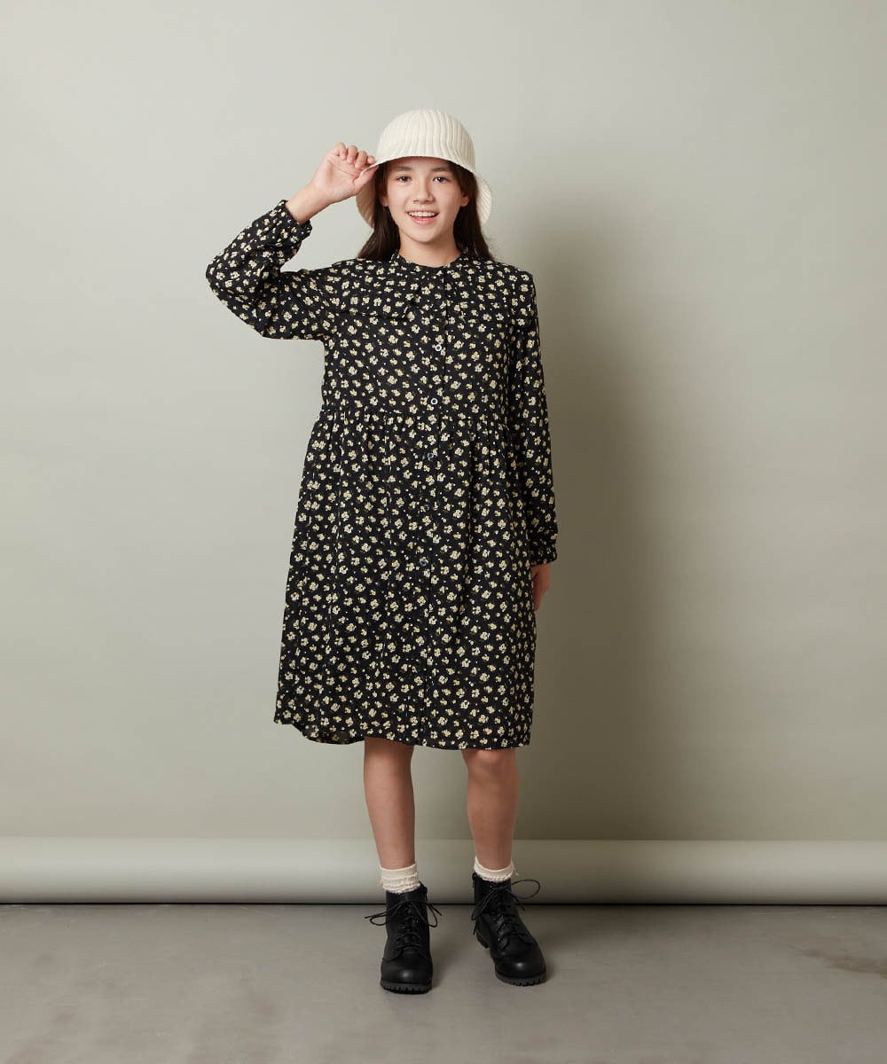 KJEJS30059 a.v.v KIDS(アー・ヴェ・ヴェ) [110-130]セーラーカラー花柄プリントワンピース グリーン