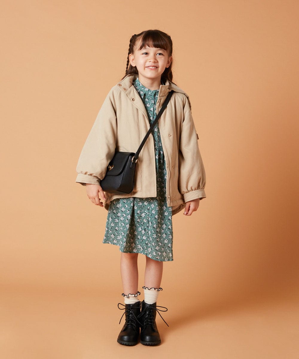 KJEJS30059 a.v.v KIDS(アー・ヴェ・ヴェ) [110-130]セーラーカラー花柄プリントワンピース グリーン
