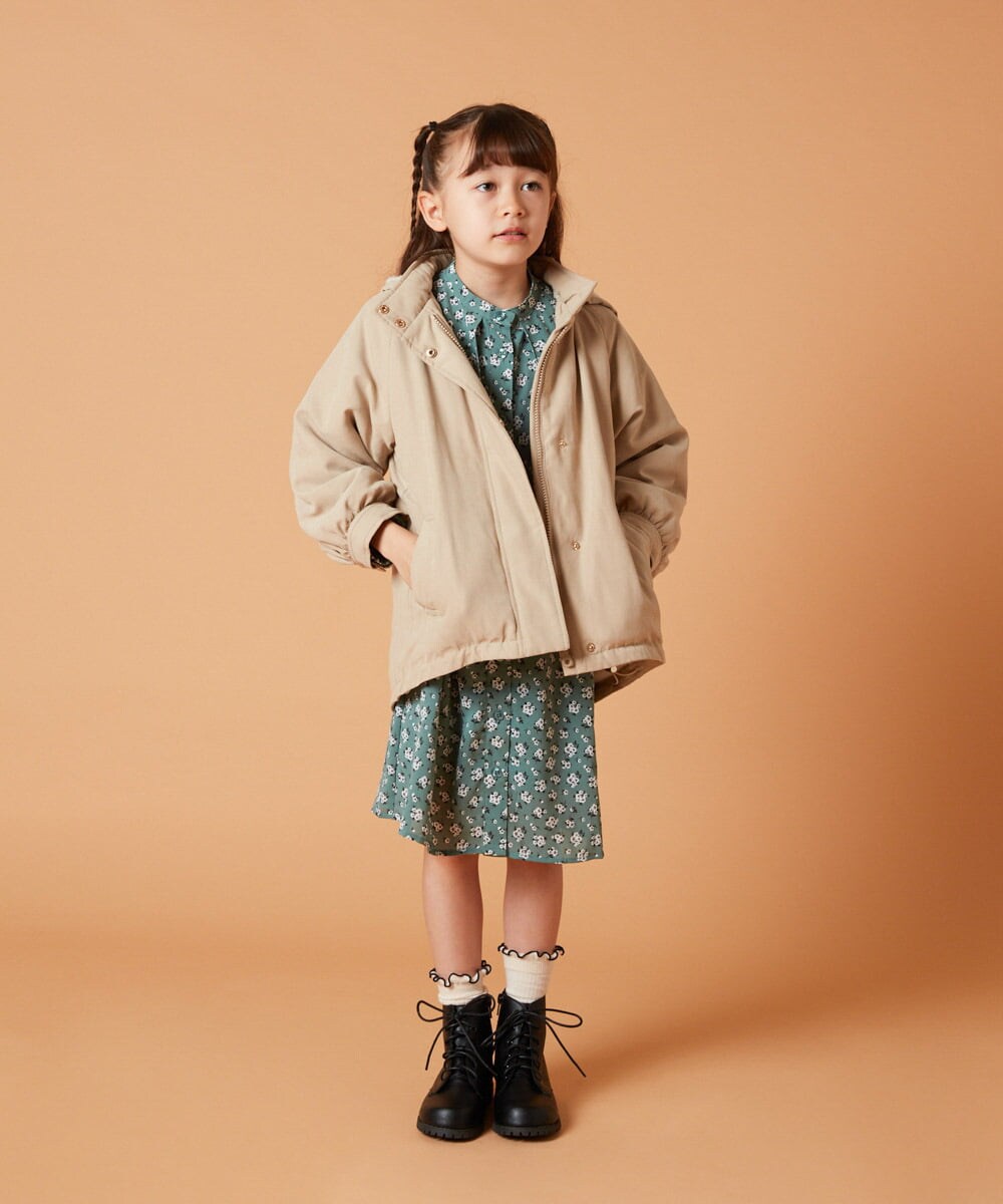 KJEJS30059 a.v.v KIDS(アー・ヴェ・ヴェ) [110-130]セーラーカラー花柄プリントワンピース グリーン