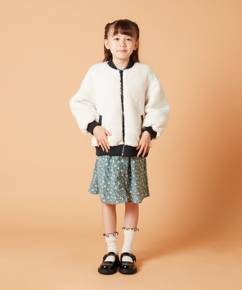 KJEJS30059 a.v.v KIDS(アー・ヴェ・ヴェ) [110-130]セーラーカラー花柄プリントワンピース グリーン