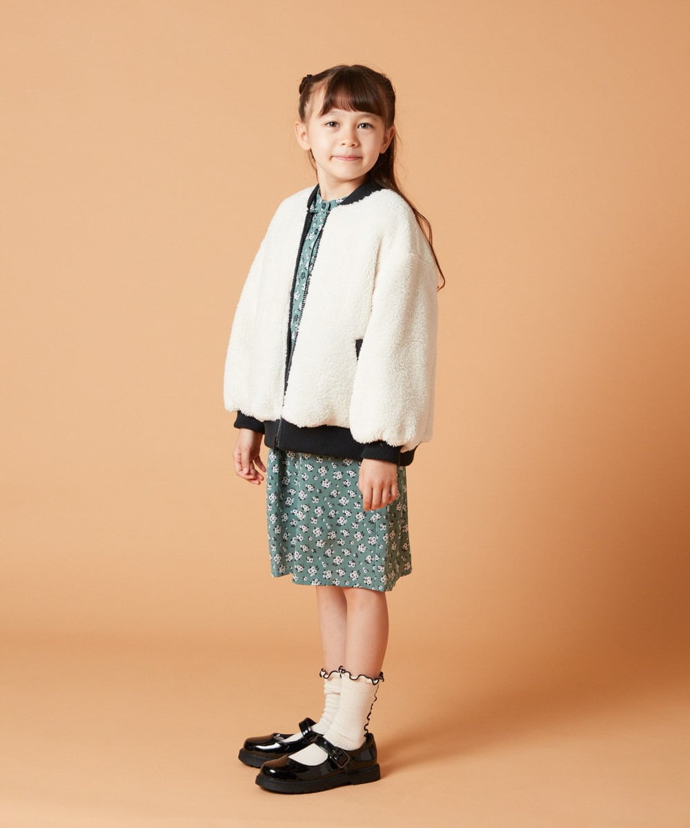 KJEJS30059 a.v.v KIDS(アー・ヴェ・ヴェ) [110-130]セーラーカラー花柄プリントワンピース グリーン