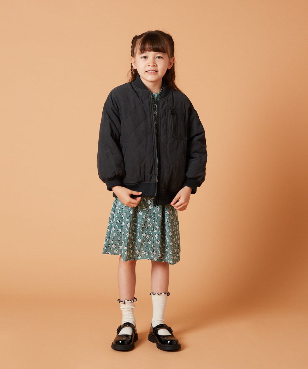 KJEJS30059 a.v.v KIDS(アー・ヴェ・ヴェ) [110-130]セーラーカラー花柄プリントワンピース グリーン