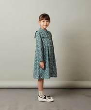 KJEJT30064 a.v.v KIDS(アー・ヴェ・ヴェ) [140-150]セーラーカラー花柄プリントワンピース ブラック
