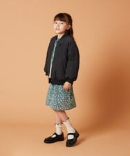 KJEJT30064 a.v.v KIDS(アー・ヴェ・ヴェ) [140-150]セーラーカラー花柄プリントワンピース ブラック