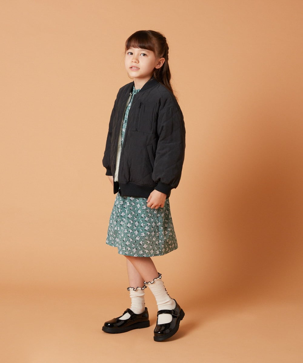 KJEJT30064 a.v.v KIDS(アー・ヴェ・ヴェ) [140-150]セーラーカラー花柄プリントワンピース ブラック