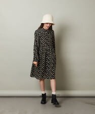 KJEJT30064 a.v.v KIDS(アー・ヴェ・ヴェ) [140-150]セーラーカラー花柄プリントワンピース ブラック
